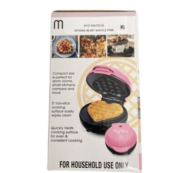 MyMini Heart-Shaped Waffle Maker Gift Stocking Stuffer Valentines Twee Coquette - Picture 2 of 4